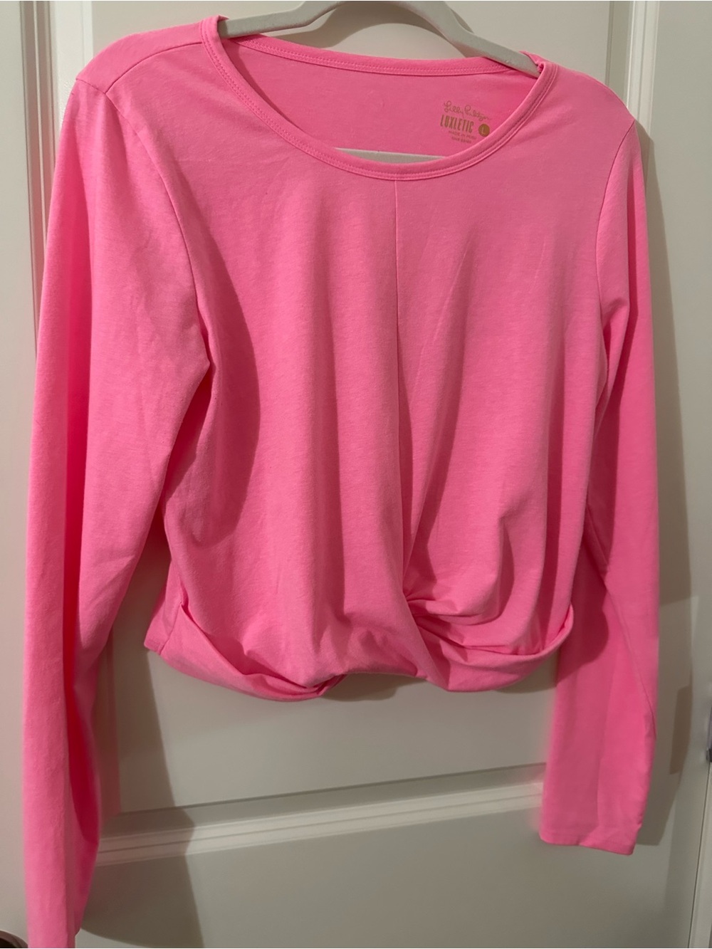 Lilly Pulitzer Hot Pink Long Sleeve Twist Hem Top